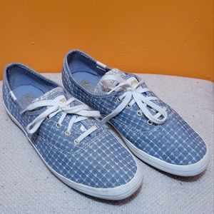 Keds - Blue/White Stitchwork Pattern - 7